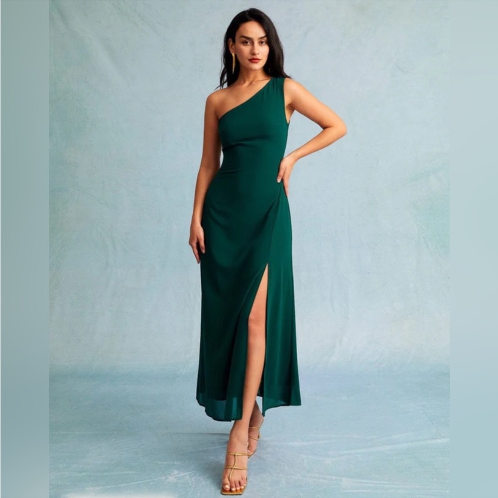 NWT RIHOAS The Green One Shoulder Sleeveless Maxi Dress Sz XS